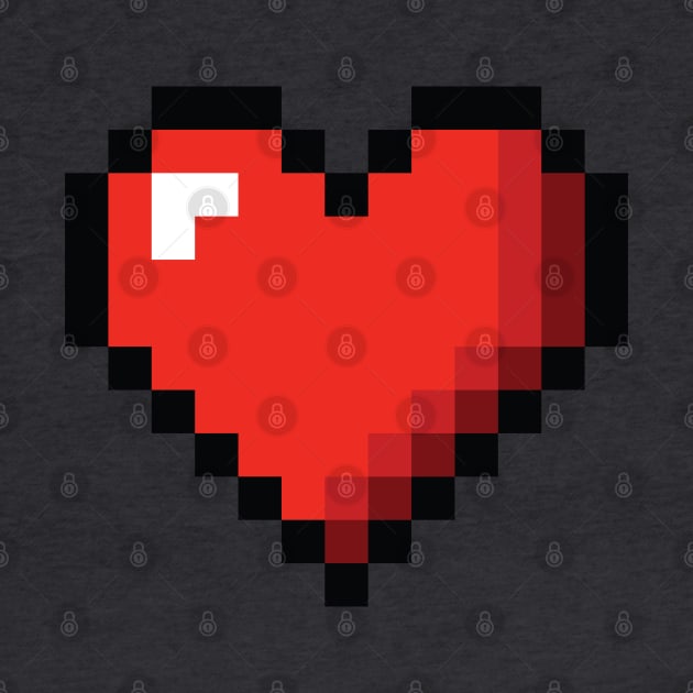 8-bit Pixel Heart or Video Game Health Heart by ChattanoogaTshirt